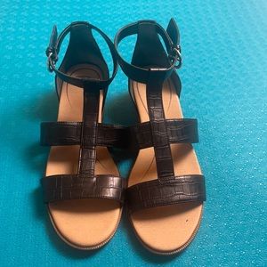 Black Gladiator Wedged Sandals